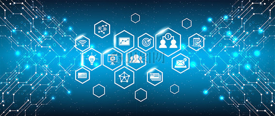 科技信息技術線條藍色背景